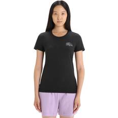 Merinoull t shirt Icebreaker Central Classic Caravan Life SS Tee Women - Black