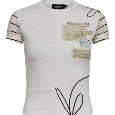 Desigual T-shirts Desigual White Cotton Tops & Women's T-Shirt