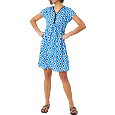 Roman Contrast Geometric Print Stretch Dress - Blue