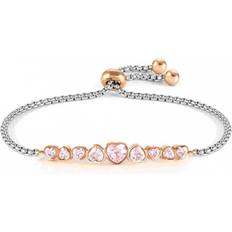 Nomination Adjustable Size Bracelets Nomination Milleluci Rose PVD Plated White Heart Crystal Bracelet