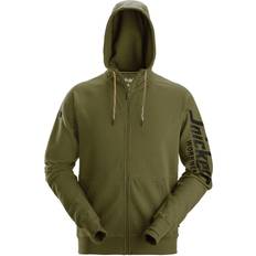 Zipper  Logo Hoodie - Khaki Green