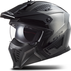 Plata Cascos de moto LS2 OF606 Drifter Jeans, casco modular color: Plata/Negro tamaño: