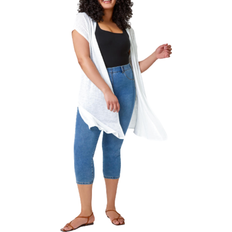 Roman Curve Cap Sleeve Longline Cardigan - Ivory