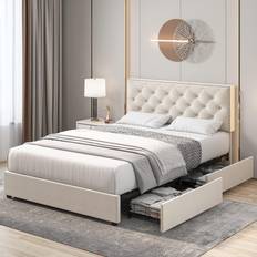 Modern platform bed frames Hostack Modern Upholstered Platform Full