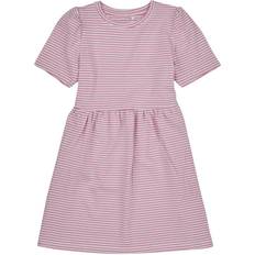 Viola Vestiti Name It Girl's Nmffann Striped Short Sleeves Dress - Smoky Grape