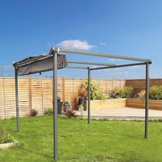 Charles Bentley 3 3m Steel Pergola Gazebo Modern Garden