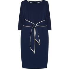 Adrianna Papell Crepe Tie Dress - Navy Sateen/Ivory