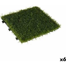 Flooring Ibergarden Interlocking Grass Green Plastic Floor Tiles 30cm x 3.5cm x 30cm Set of 6 Units