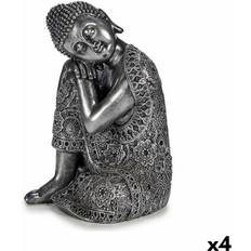 Siddende buddha Gift Decor Buddha Siddende Sølvfarvet Dekorationsfigur