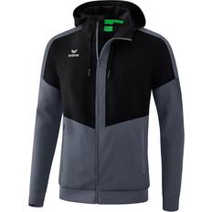 Erima Squad Track Top Jacket with Hood - Black/Slate Grey