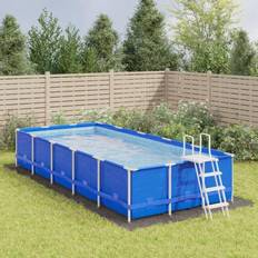 vidaXL Poolunderlag 750x370 cm polyester-geotekstil lysegrå