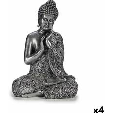 Siddende buddha Gift Decor Buddha Siddende Sølvfarvet Dekorationsfigur