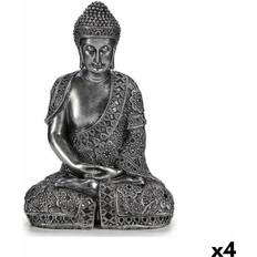 Siddende buddha Gift Decor Buddha Siddende Sølvfarvet Dekorationsfigur