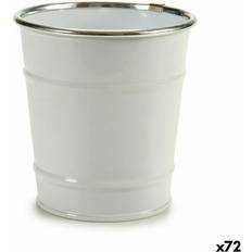 Ibergarden White Silver Zinc Planter Bucket 10.5 x 10.5 x 10.5 cm 72 Units