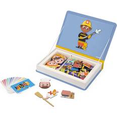 Wooden Toys Activity Books Janod Magnetibook 54 Piece Magnetic Jobs Mix Match Scenery Travel Game Ages 3-6 Years J02597