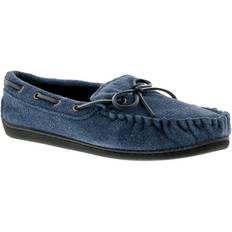 Men Moccasins 12 Adults' New Mens/Gents Navy Leather Suede Moccasin Slippers