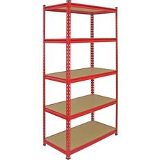 Rojo Estanterías de libros MonsterShop Garaje Roja En Acero Inoxidable Sin Tornillos 90 cm Estantería de libros