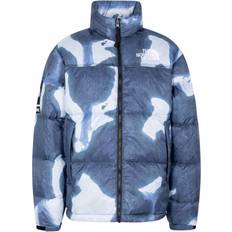 Supreme Oberbekleidung Supreme Bleached Denim Print Nuptse Jacket - Indigo