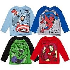 Marvel Tops Children's Clothing Marvel Spiderman Toddler Boys Raglan Pack Long Sleeve Graphic T-Shirt 4T