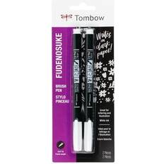 White Brush Pens Tombow Fudenosuke Brush Pens White 2-Pack