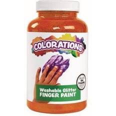 Orange Finger Paints Colorations Washable Glitter Finger Paint Orange 16 oz