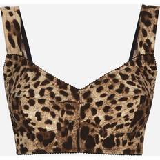 Dolce & Gabbana Beha's Dolce & Gabbana Leopard Print Charmeuse Crop Top Leopard Print