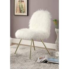 Casters Armchairs Benzara BM205377 Faux Fur Armchair