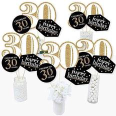 Big Dot of Happiness Adult 30th birthday gold centerpiece sticks table toppers set 15