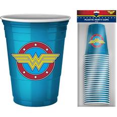 Blu Bicchieri di Carta Silver Buffalo DC Comics Wonder Woman Logo 18-Ounce Disposable Plastic Mini Cups Set of 20