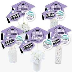 Purple Garlands & Confetti Big Dot of Happiness Dental school grad graduation party centerpiece sticks table toppers 15 ct