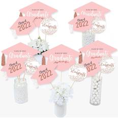 Confettis Big Dot of Happiness Rose Gold Grad Bâtons De Centre De Table Lot De 15