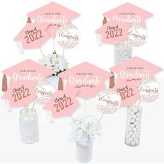 Confetti Big Dot of Happiness Rose gold grad 2023 graduation centerpiece sticks table toppers 15 ct