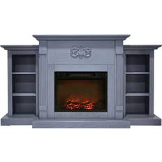 Cambridge Fireplaces Cambridge Sanoma 72 in. Electric Fireplace with Charred Log Insert in Blue, Slate Blue