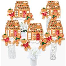 Christmas Confetti Big Dot of Happiness Gingerbread christmas holiday party centerpiece sticks-table toppers-set 15