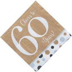 Fun Express Cheers to 60 years beverage napkins, party supplies, 16 pieces