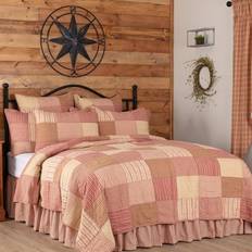 Blankets VHC Brands Sawyer Mill Red Farmhouse Patchwork Blankets Beige