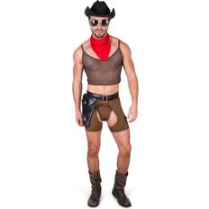 Men's Sexy CowBoy Costume Black Brown S