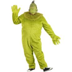 Elope The Grinch Adult Deluxe Jumpsuit with Latex Mask Plus Size