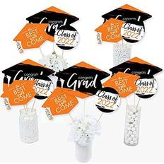 Confetti Big Dot of Happiness Orange 2023 Graduation Party Centerpiece Sticks Table Toppers Set 15