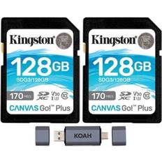 Kingston 128GB SDXC Canvas Memory Card 2-Pack with Dual Slot SD Card Reader