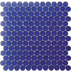 Square Tiles Apollo Tile 5 Pack 12-in 12-in Royal Blue Penny Round Glossy Finished Glass Mosaic Tile 5 sq ft/case