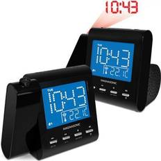 Alarm Clocks Magnasonic projection alarm clock radio w/ battery backup & dual alarm, 2 pack