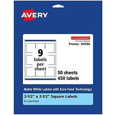 Office Supplies Avery Matte White Square Labels 2.5 x 2.5