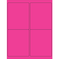 Pink Labels Tape Logic Rectangle Laser Labels, 4" 5", Fluorescent LL181PK