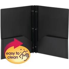 Office Supplies Smead Poly Two-Pocket Folder w/Fasteners 11 x 8 1/2 Black 25/Box