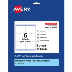 Office Supplies Avery Waterproof Rectangle Labels with Sure Feed 3-1/3