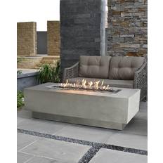 Garden & Outdoor Environment Elementi Granville 60 Rectangle Concrete Propane Fire Pit Table in Light Gray