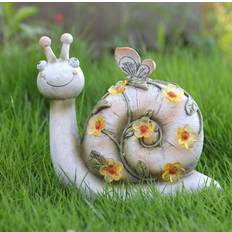 Garden statue with lights WSgift Garden Statue Resin Snail Figurine Solar