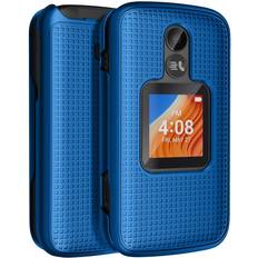 Wallet Cases Blue Grid Texture Hard Shell Case Cover for Alcatel TCL Flip 2 Phone T408DL