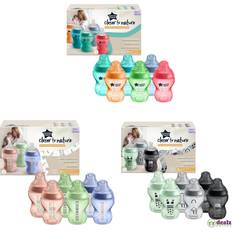 Tommee Tippee Biberones Tommee Tippee Biberones con Tetina con Forma de Pecho y Válvula Anticólico, 260 ml, Pack de 6, Be Kind Multicolor